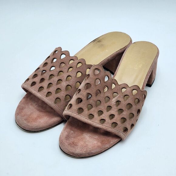 Coach and Four Lattice Rose Suede Zabby Slide Sandals Size 8.5 - Picture 3 of 8
